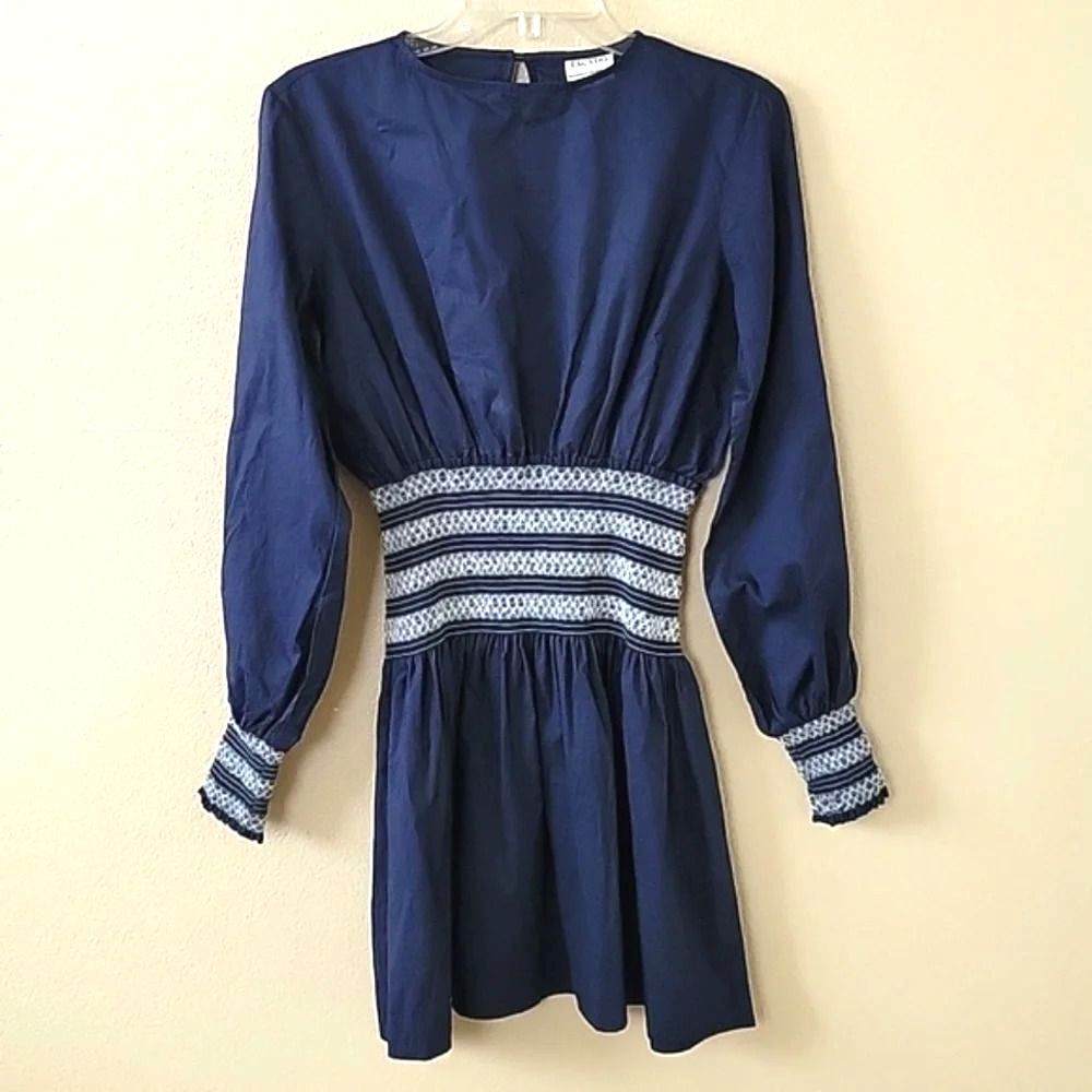 ESCVDO Navy Blue Misti Smocked Mini Dress - Size Small